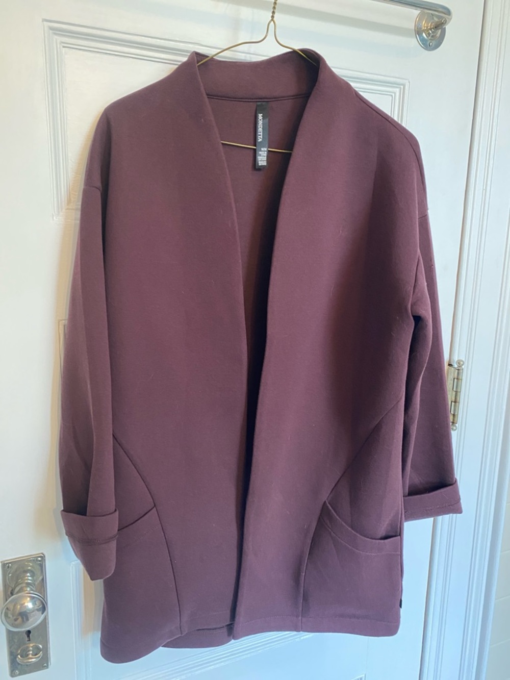 Knit Wine Open-Front Women’s Coat
